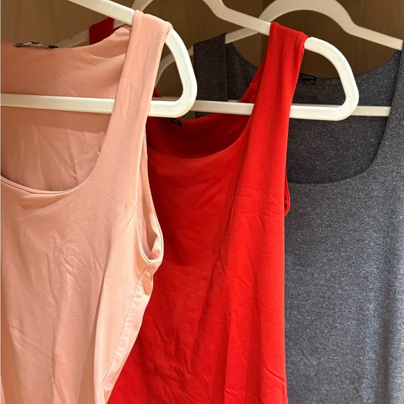 Basic Zara Women's Tank Tops - Set of 3 - Pink, Red, Grey - Picture 2 of 5